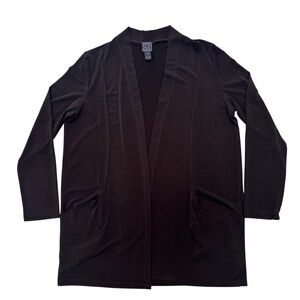Clara Sunwoo Stretch Jersey Open Front Cardigan Jacket Lagenlook Black M NEW